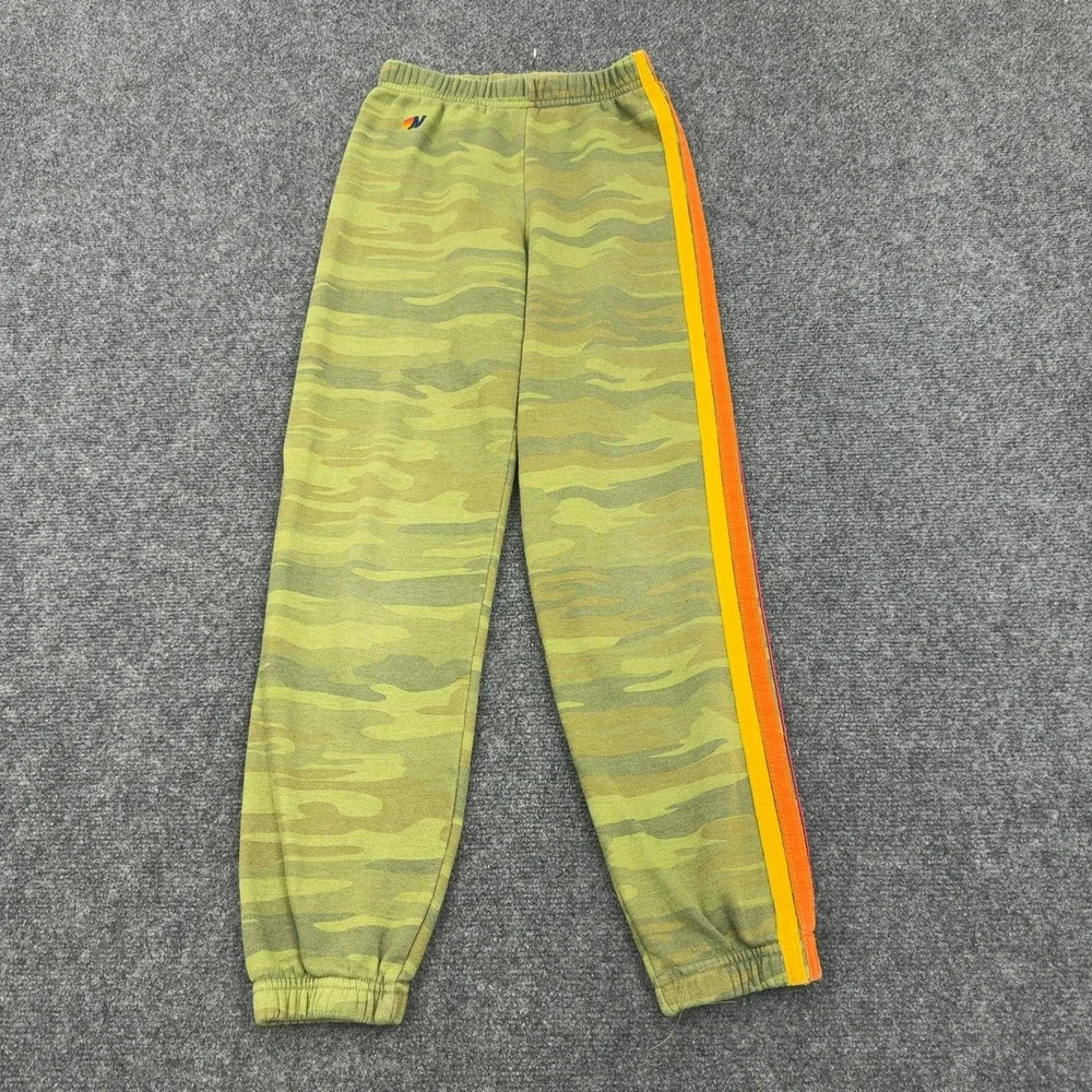 Aviator Nation Sweatsuit Kids 12 Green Camo Cotton Blend Rainbow Zip Up Retro